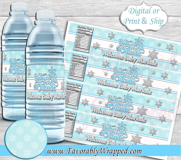 Baby Its Cold Outside Water Label-Baby Its Cold Outside Baby Shower-Snowflake Water Label-Water Label-oh Baby Its Cold Outside water label