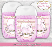 Swan Hand Sanitizer Label-Swan Baby Shower Hand Sanitizer Labels-Swan Baby Shower-Baby Shower-It's a Boy-Its a Girl-Swan Decoration