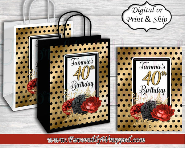 Black and Gold Gift Bag-50th Birthday-Golden Party-Black and Gold Decoration-Art Deco Decoration-Black and Gold Favor Bag