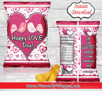 Valentine's Day Chip Bag-Valentines Day Treat Bag-Valentines Day Favor Bag-Valentine-Valentines Day Chip Bag-Instant Download-Digital