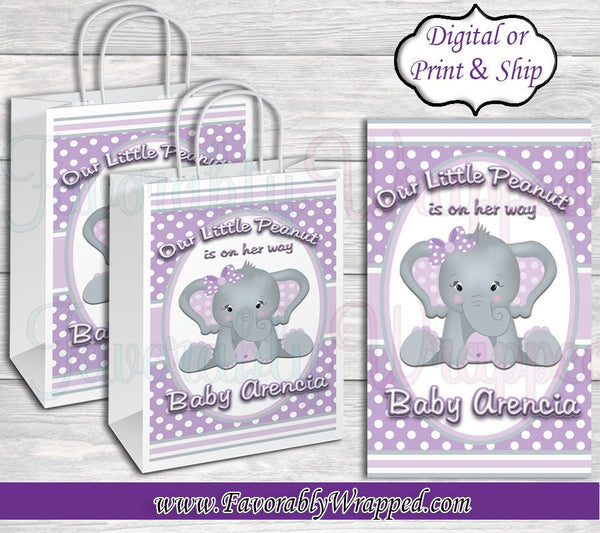 Elephant Gift Bag-Our Little Peanut Baby Shower-Baby Elephant Baby Shower-Elephant Baby Shower-It's a Boy-Our little Peanut Chip Bag