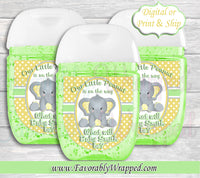Elephant Hand Sanitizer Label-Our Little Peanut Baby Shower-Baby Elephant Hand Sanitizer Labels-Elephant Baby Shower-It's a Boy-Its a Girl