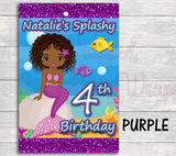 Mermaid Birthday Capri Sun Juice Labels-Mermaid Juice Labels-African American Mermaid-Mermaid Birthday-Mermaid Party-Splish Splash Birthday