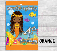 Mermaid Birthday Capri Sun Juice Labels-Mermaid Juice Labels-African American Mermaid-Mermaid Birthday-Mermaid Party-Splish Splash Birthday