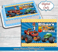 Blaze and the Monster Machine 1/4 Sheet Cake-Monster Truck Sheet Cake-Monster Truck Birthday Party-Blaze Birthday-1/4 Edible Sheet Cake