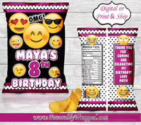 Emoji Chip Bag-Emoji Birthday-Emoji Party-Emoji Party Favors-Emoji Treat Bag-Emoji Favor Bag-Emoji Decorations-Emoji Clipart