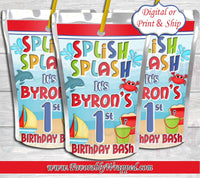 Splish Splash Capri Sun Juice Label-Beach Party Juice-Pool Party Juice-Beach Birthday Party-Pool Party Birthday-Splish Splash Birthday
