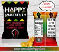 Juneteenth Chip Bag-Juneteenth Treat Bag-Juneteenth Favor Bag-Juneteenth Decorations-Juneteenth Printables-Digital-Instant Download