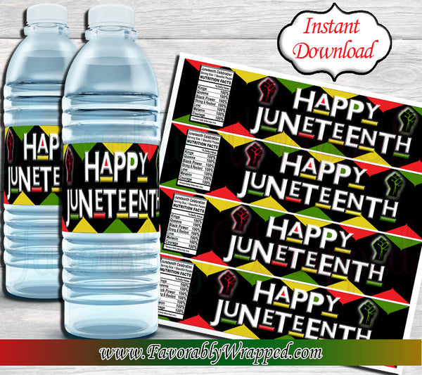 Juneteenth Water Bottle Label-Juneteenth Water Label-Juneteenth Decorations-Water Bottle Labels-Digital-Instant Download