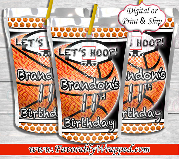 Basketball Juice Labels-Basketball Birthday-Basketball Party-Capri Sun Juice Label-Basketball Baby Shower-Juice Label-Basketball Party Favor