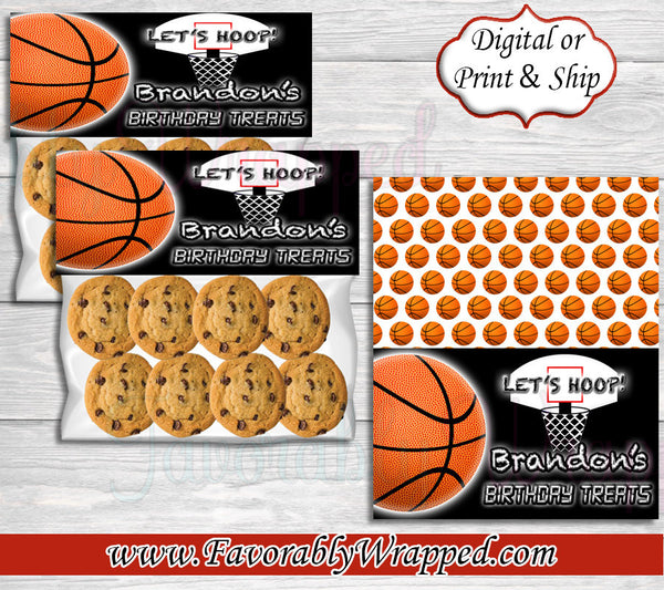 Basketball Treat Bag Toppers-Basketball-Basketball Birthday-Basketball Birthday Party-Treat Bags-Basketball Favor Bags