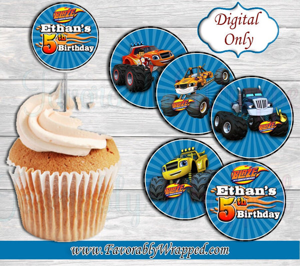 Blaze and the Monster Machine Cupcake Toppers-Monster Truck Cupcake Toppers-Monster Truck Birthday Party-Blaze Birthday-Cupcake Toppers