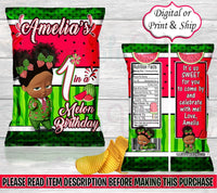 One in a Melon Chip Bag-One in a Melon Birthday-One in a Melon Party-One in a Melon Party Favors-Watermelon Treat Bag-Watermelon Favor Bag