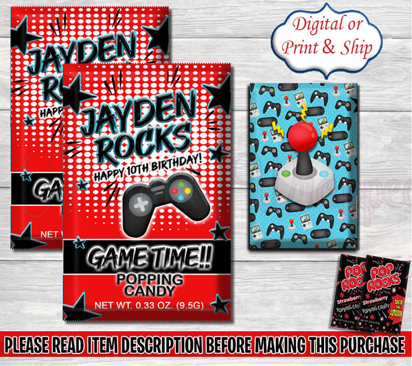 Gamer Pop Rocks-Gamer Birthday-Gamer Party-Gamer Party Favors-Gamer Chip Bag-Xbox Pop Rock-Xbox Chip Bag
