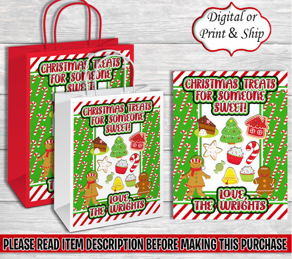 Christmas Treats Gift Bag-Christmas Gift Bag Labels-Christmas Treat Bag-Christmas Favor Bag-Merry Christmas Gift Bag-Christmas Candy Bag