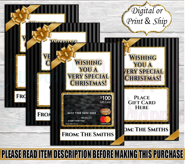Black and Gold Christmas Gift Card Holder-Christmas Gift Card Holder-Christmas Gift Bag-Merry Christmas Gift Bag-Gift Card Holder