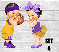 Free Throws or Purple Bows Water Label-Free Throws or Purple Bows Gender Reveal Party-Free Throws or Pink Bows Chip Bag