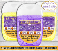 Free Throws or Purple Bows Hand Sanitizer Label-Free Throws or Purple Bows Gender Reveal-Free Throws or Purple Bows Chip Bag-Hand Sanitizer