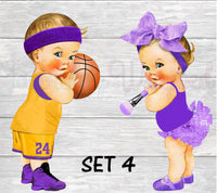 Layup or Makeup Charger Insert-Layup or Makeup Gender Reveal Party-Free Throws or Pink Bows Gender Reveal Chip Bag-Free Throws or Purple Bow