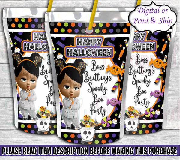 Halloween Boss Capri Sun Label-Halloween Birthday-Halloween Party-Halloween Party Favors-Halloween Chip Bag-Trick or Treat Juice Label