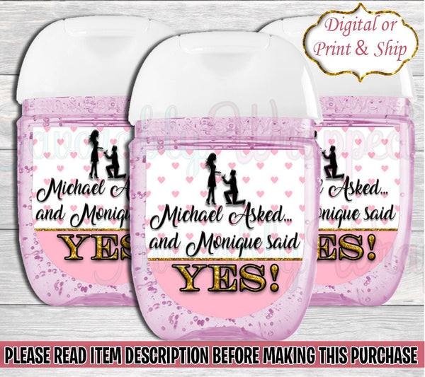 Engagement Party Hand Sanitizer Label-Engagement Party-Engaged-Bridal Shower Favors-Bachelorette Favors-Bridal Shower-Engagement Chip Bag