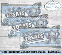 Elephant Rice Krispies Treats-Our Little Peanut Baby Shower-Baby Elephant Rice Krispies-Elephant Baby Shower-It's a Boy-Elephant Chip Bag
