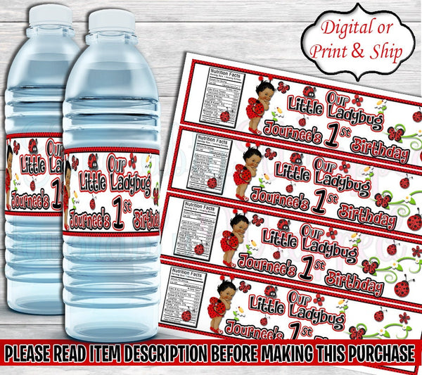 Ladybug Water Labels-Ladybug Birthday Water Bottle Label-Lady Bug Baby Shower-Water Labels-Ladybug Birthday-Ladybug 1st Birthday
