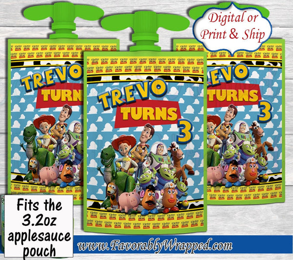 Toy Story Applesauce Squeeze Pouch Label-Applesauce Squeeze Pouch Label-Toy Story Baby Shower-Toy Story Birthday-Toy Story Party-Apple Sauce