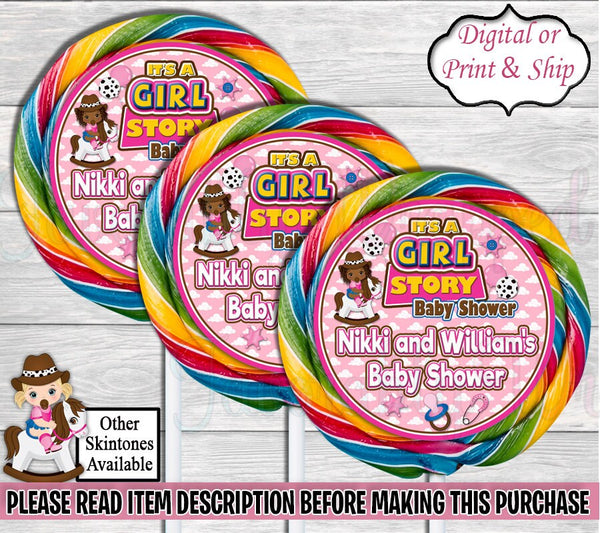 Its a Girl Story Swirl Pop -Toy Story Baby Shower Lollipop-Its a Boy Story Chip Bag-Toy Story-Lollipop Label-Its a Girl Story Chip Bag