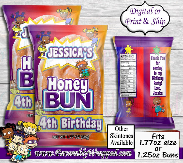 Rugrats Honey Bun Wrappers-Rugrats Baby Shower Honey Bun Wrapper-Honey Bun Wrapper-Rugrats Birthday Party-Honey Bun Wrapper-Mini Honey Bun