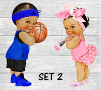 Layup or Makeup Backdrop-Layup or Makeup Gender Reveal-Basketball Backdrop-Free Throws or Pink Bows Chip Bag-Layup or Makeup Chip Bag