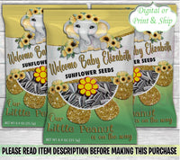 Sunflower Elephant Sunflower Seeds Wrapper-Elephant Sunflower Seeds Label-Sunflower Seed Label-Sunflower Chip Bag-Elephant Chip Bag