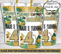 Stomp Chomp and Roar Juice Label-Stomp Chomp and Roar Chip Bag-Dinosaur Chip Bag-Dino Birthday-Dinosaur Decoration-Dinosaur Juice label