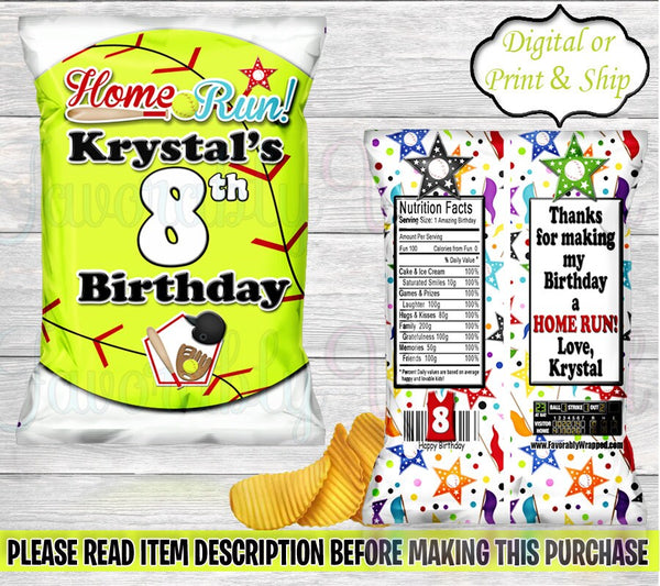 Softball Chip Bag-All Star Chip Bag Chip Bag-Baseball Chip Bag-Baseball Treat Bag-Baseball Birthday-All Star Birthday-Baseball Cracker Jacks