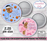 Free Throws or Pink Bows Button Pins-Free Throws or Pink Bows Gender Reveal Pins-Free Throws or Pink Bows Chip Bag-Layup Or Makeup Chip Bag