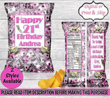 Money Chip Bag-Dollar Bill Chip Bag-Money Birthday-All About the Benjamins Party-Dollar Party Favors-Money Treat Bag-Pink Money Chip Bag