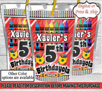 Crayon Juice Pouch Label-Crayon Juice Label-Crayon Chip Bag-Art Chip Bag-Art Birthday-Art Juice Label-Crayon Birthday-Crayon-Art Party