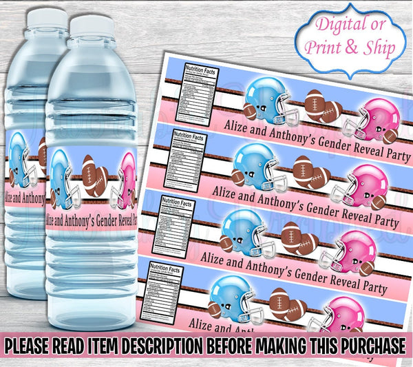 Football Water Labels-Sports Drink Label-Football Birthday-Football Party-Football Gender Reveal-Football Baby Shower-Sports Drink Label