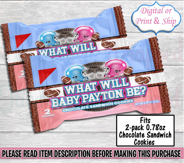 Football Chocolate Sandwich Cookie Wrapper-Football Rice Krispie Wrapper-Football Birthday-Football Party-Football-Football Baby Shower