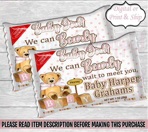 We Can Bearly Wait Teddy Bear Cookies-We Can Bearly Wait Baby Shower-We Can Bearly Wait Chip Bag-Bear Chip Bag-We Can Bearly Wait