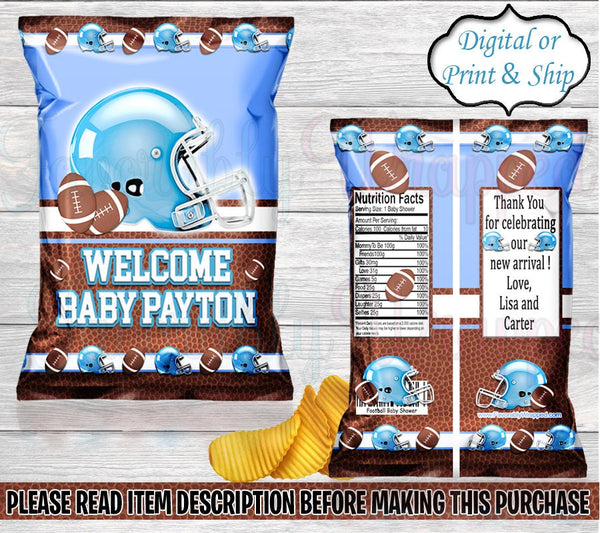 Football Chip Bag-Football Baby Shower Chip Bag-Football Birthday-Football Party-Football Treat Bag-Football Favors-Football Gender Reveal