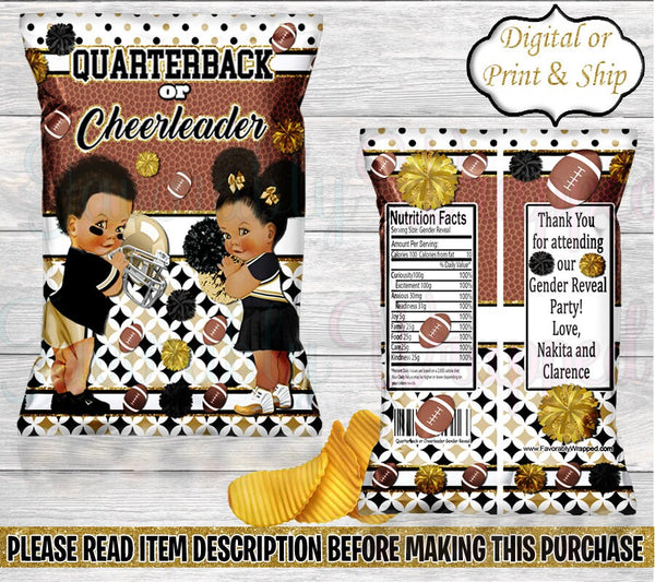 Quarterback or Cheerleader Chip Bag-Quarterback or Cheerleader Gender Reveal-Touchdown or Tutus Chip Bag-New Orleans Saints Chip Bag
