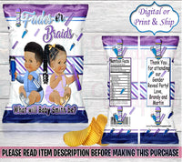 Fades or Braids Chip Bag-Fades or Braids Gender Reveal-Purple or Blue Gender Reveal-Bows or Fros Chip Bag-Barber Chip Bag-Hair Chip Bag