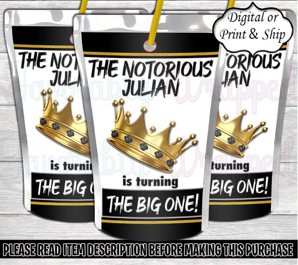 Notorious Juice Label-Notorious Party-Notorious Chip Bag-Notorious Birthday-Biggy Juice Pouch-Notorious