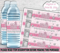 Baby Its Cold Outside Water Label-Baby Its Cold Outside Baby Shower-Snowflake Label-Oh Baby Its Cold Outside Water Label-Pink and Silver