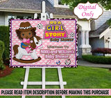 Its a Girl Story Welcome Sign-Its a Girl Story Sign-Welcome Sign-Its A Girl Story Chip Bag-Its a Boy Story Baby Shower-Easel Sign-Toy Story