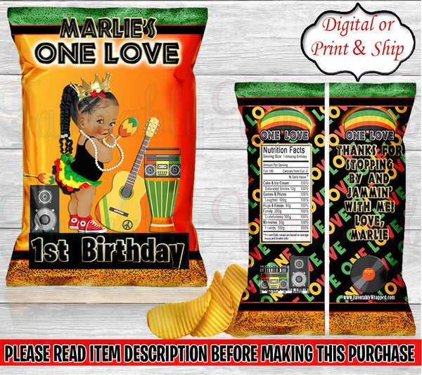 One Love Chip Bag-Reggae Party-One Love Party-One Love Birthday-One Love Favor Bag-Reggae Chip Bag-Jamaican Chip Bag