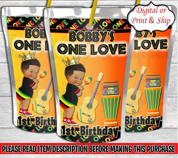 One Love Juice Label-Reggae Party-One Love Party-One Love Birthday-One Love Favor Bag-Reggae Chip Bag-Jamaican Chip Bag-One Love Chip Bag