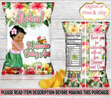 Aloha Baby Chip Bag-Hawaiian Chip Bag-Luau Chip Bag-Luau Party-Aloha-Luau Birthday-Hawaiian Birthday-Tropical Birthday-Hawaiian Baby Shower