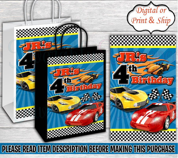Race Car Gift Bag-Hot Wheels Gift Bag-Race Car Birthday Party-Cars Chip Bag-Hot Wheels Birthday-Race Car Favor Bag-Race Car Treat Bag